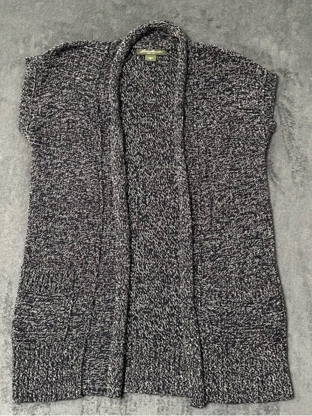 Eddie Bauer Cardigan Sweater Womens S Blue Short Sleeve Knit Open Front Lounge